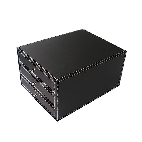 Operitacx 1stk Schubladen-lagers Chrank Schreibtischablagen Schreibtische Fürs Homeoffice Büro Computer Tisch Eckschreibtisch Desktop-bücherregal Aufbewahrungsschubladen Pu-Leder Black von Operitacx