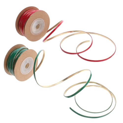 Operitacx 2 Rollen Buntes PU Lederband DIY Geschenkverpackung Band für Handwerk Kuchenbox und Geschenkverpackung Strapazierfähiges Bastelseil in Rot und Grün von Operitacx