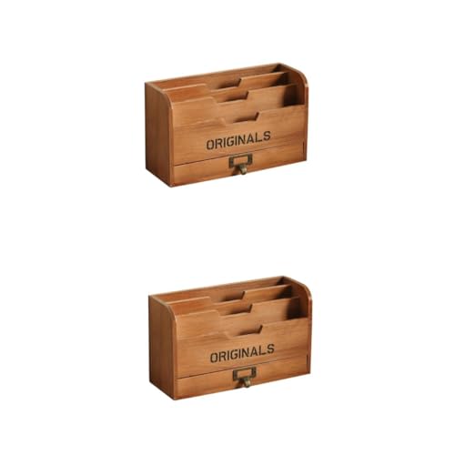 Operitacx 2 Stück Aufbewahrungsregal Schreibtisch Organizer Ständer Verstellbar Tischbehälter Monitorregale Zubehör Schublade Bücherregal Deckel Stapelbar Regalerhöhung von Operitacx