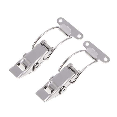 Operitacx 2 Stück Edelstahl Selbstverriegelnder Schrankverschluss Robuster Kasten und Maschinenhasp Einfach zu Installierender Metallbügel für Garage und Haushalt von Operitacx