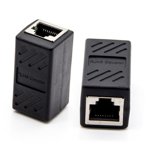 Operitacx 2 Stück LAN Verbinder Ethernet Kupplung Kabel Verlängerung Adapter Schwarz Kunststoff Robust für Zuhause Büroanschluss von Operitacx