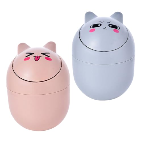 Operitacx 2 Stück Mini Tischmülleimer Cartoon Klein Leicht für Büro Schlafzimmer Desktop Papierkorb Kunststoff Abfalleimer Robust und Vielseitig für Zuhause von Operitacx