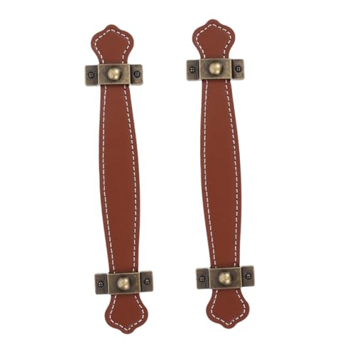 Operitacx 2 Stück Pu-Beschichtung Schubladengriffe Retro Stil Vintage Möbelgriffe für Schränke Kommoden Gepäck mit Schrauben Komfortabler Griff und Einfache Montage von Operitacx