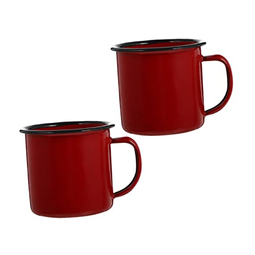 2st Altes Schnapsglas Milch Zubehör Vintage Tassen Espresso Unzerbrechlicher Becher Multifunktions-kaffeetasse Kaffee Reisebecher Weiße Teetassen Zu Fuß Eisen Trinkbecher Kind Rot von Operitacx