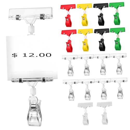 Operitacx 20 Stück Doppelseitige Preisschildhalter Clips mit Drehbarem Design Stabile Klemmen Neuem Material für und Rohre Vielseitige Etikettenhalter für Einzelhandel und Werbeschilder von Operitacx