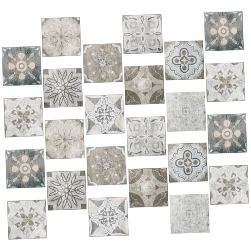 Operitacx 24 Stück Teiliges Selbstklebendes Wasserfeste Wand Bodensticker Abziehbare Mosaikfliesen für Küche Bad Wohnzimmer Retro Graue Dekoration von Operitacx