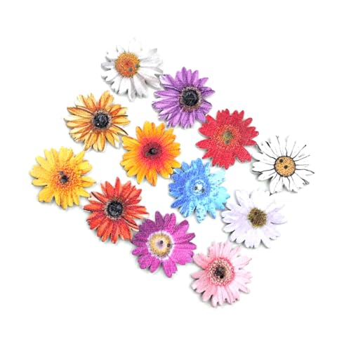 Operitacx 2er Pack Holzknöpfe mit Weißer Basis Chrysanthemenform Bunte Holznähknöpfe für Basteln Scrapbooking DIY Handarbeiten von Operitacx