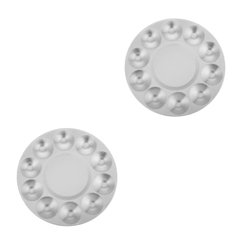 Operitacx 2st Multifunktionaler Wasserlöffel Farbtablett-Palette Teller Palette Farbmischpalette Blumenbehälter Blumentöpfe Multifunktionspalette Aquarellmischer Silver Metall von Operitacx
