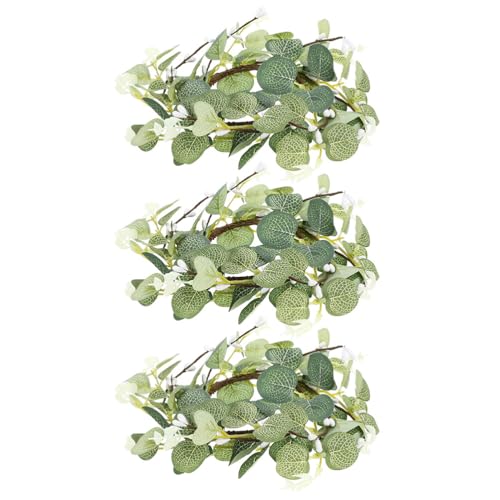 Operitacx 3 Stück Kerzenringe Künstliche Eukalyptusblätter Kränze Kerzenringe Kränze 8 cm Kranz Für Säulen Boho-Kranz Stumpenkerzenhalter Für Hochzeitsfeier von Operitacx
