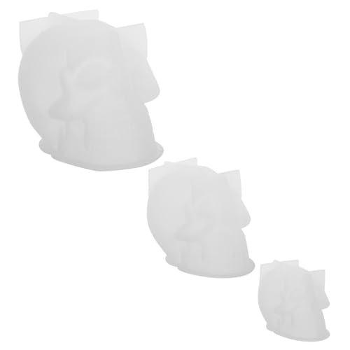 Operitacx 3 Stück Schädelform Halloween Wohnkultur Totenkopf Silikonformen Skelett-Party-Dekor Skelettformen aus Harz Mini-Totenkopf-Silikonform Wohnkulturformen 3D-Gussformen Kieselgel Weiß von Operitacx