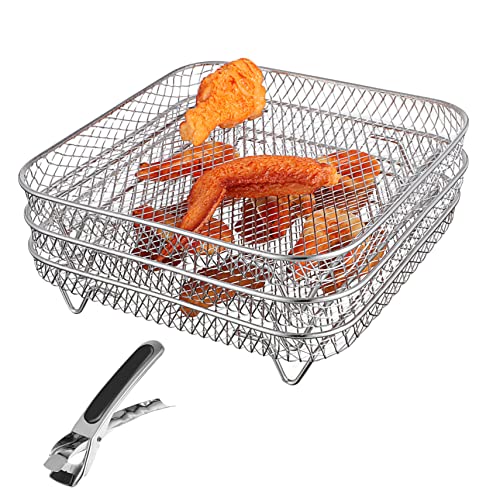 Operitacx 3 Stück Stapelkbare Teilige Air Fryer Racks aus Multi Layer Dehydrator Racks mit Grillzange für Effizientes Kochen zu Hause Restaurant Operitacx 3 Stück Stapelkbare Teilige Air Fryer Racks aus Multi Layer Dehydrator Racks mit Grillzange für Effizientes Kochen zu Hause Restaurant von Operitacx