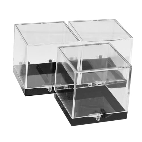 Operitacx 3St Schmuck-Display-Box kleine Box kunststoffbox Schmuckständerbox Schmuckkoffer Präsentationsbox Musterkoffer Deckel Stand Kleiner Probenkoffer quadratische Vitrine Plastik Black von Operitacx
