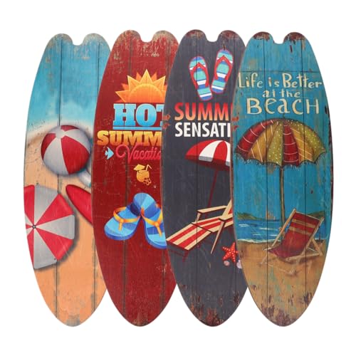 Operitacx 4 St¨¹ck Surfbrett-Schilder Strand-Willkommensschild Tropisches Bar-Schild Nautische Sommer-H?ngedekoration F¨¹r Strandwand Heim-Surf-Dekoration von Operitacx