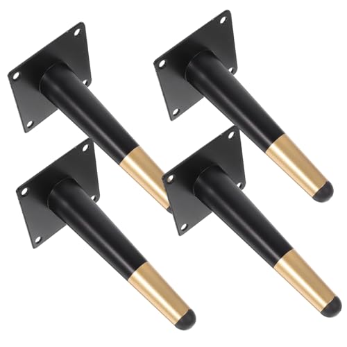 Operitacx 4 Stück Möbelbeine Metall Hohe Schräg Zulaufende Möbelfüße in Schwarz Gold Stabile Ersatzfüße für Kommode und DIY Möbelprojekte Moderne Mid Century Unterstützung von Operitacx
