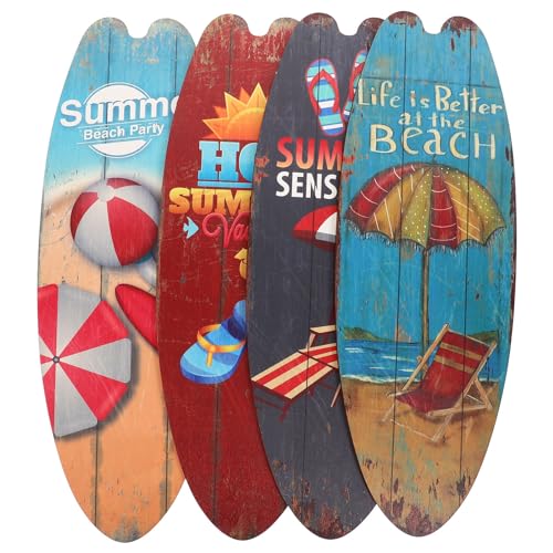 Operitacx 4 Stück Surfbrett-Schilder Strand-Willkommensschild Tropisches Bar-Schild Nautische Sommer-Hängedekoration Für Strandwand Heim-Surf-Dekoration von Operitacx