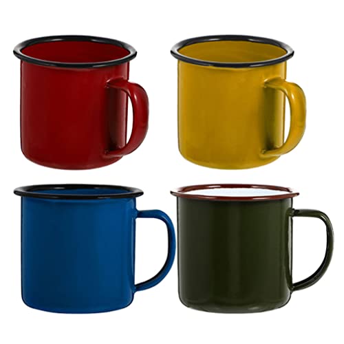 Operitacx 4 Stück Tee Kaffeebecher Emaille Trinkbecher Tassen Für Heimgebrauch/Büro/Party Oder Camping Leuchtende Farben Klassischer Look 6 5 Cm von Operitacx