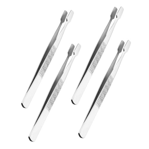 Operitacx 4 Stück Teiliges Edelstahl Pinzetten mit Gerader Spitze Vielseitig Einsetzbar für Briefmarkensammler Präzise Handhabung Empfindlicher Objekte Kompakt und Leicht für Unterwegs von Operitacx
