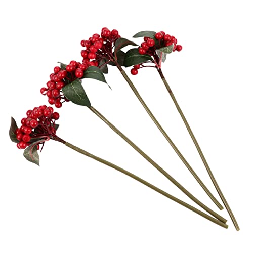 Operitacx 4 Stück Teiliges Realistisch Wirkender Beerenzweige Leuchtendem Rot Handgefertigt und Langlebig als Foto Requisiten DIY Deko und Weihnachtsbaumschmuck für Wohnzimmer und von Operitacx