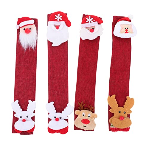 Operitacx 4 Stück Teiliges Weihnachts Handgriffschutzset für Kühlschrank und Mikrowelle Dekorative Küchen Accessoires zur Vermeidung von Fingerabdrücken und Lebensmittelverschmutzungen von Operitacx