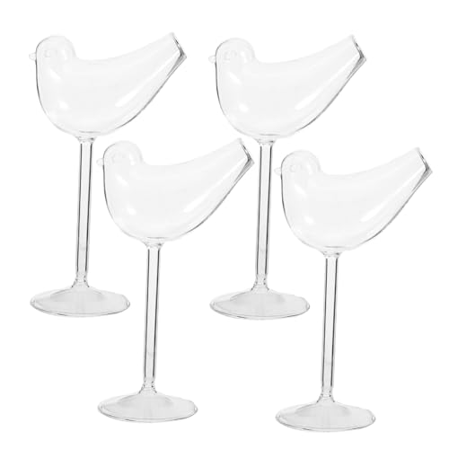 4 x -Glas-Vogelgläser, Vogelform, -Weinglas, 150 ml, Set mit 4 einzigartigen Champagnerglas, Vogelform, Martini-Kelchbecher für KTV Home Bar Club von Operitacx