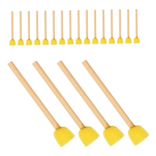 Operitacx 40 Stück Teiliges Runde Schwammpinsel mit Holzgriff Leichte Pinsel für Wasserfarben Langlebige DIY Malwerkzeuge für Kunst und Basteln Gelb von Operitacx