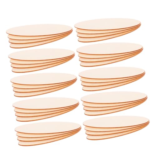 Operitacx 40 Stück Unfertiges Ovales Holzstück Ovales Holzhandwerk Unvollendetes Holzhandwerk Unbehandelte Naturholzscheiben Natürliche Holzausschnitte Holzscheiben Unbemalt Khaki von Operitacx