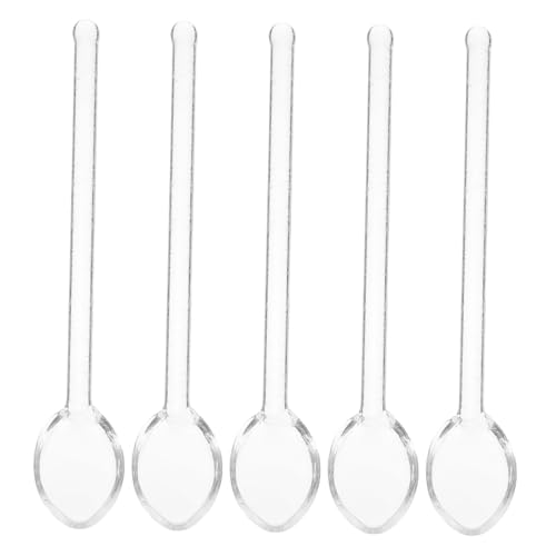 Operitacx Zuckerl Ffel Glasmischl?ffel 5 Espressolöffel Mini-Kaffeelöffel Für Tee Rührstab Rührlöffel 13 Cm Glaskaffee- Rührer Suppenl?ffel von Operitacx