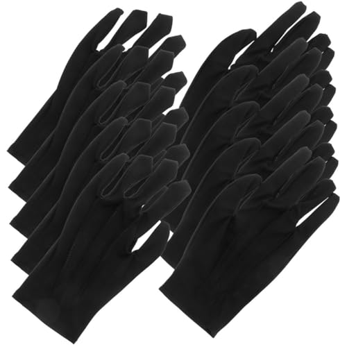 Operitacx 5 Paare Schwarze Atmungsaktive Nylonhandschuhe für Schmuck und Uhreninspektion Staubdicht Fusselfrei Ergonomisch Geformt Unisex Leicht und Komfortabel für Präzise Kunst und von Operitacx