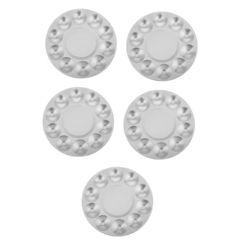 Operitacx 5 Stück Aquarell-mischpalette Aquarellpalette Leer Geschirr Bemalen Lacktablett Aquarell-mischtablett Farbmischpalette Kleine Farbwanne Farbmischtablett Silver Metall von Operitacx
