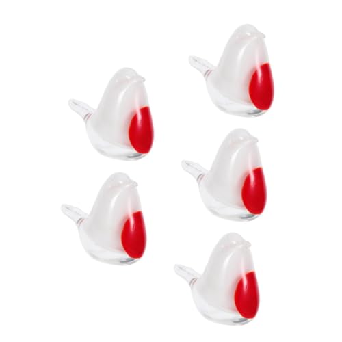 Operitacx 5 Stück Liuli Red Bird Weißer Vogel Vogelmädchenstatue Vogelfigur Zwitschernde Vogelschmuck Ball Desktop-Ornament Mit Tropischen Vögeln Zwitschernde Vogelverzierung Glas von Operitacx
