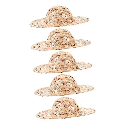 Operitacx 5 Stück Mini-Hüte Für Damen Dekoration Gewebter Strohhut Bastelhut Gewebte Strohkappen Foto-Requisiten Gewebtes Kleines -Accessoire Kleine Hut-Requisite Khaki von Operitacx
