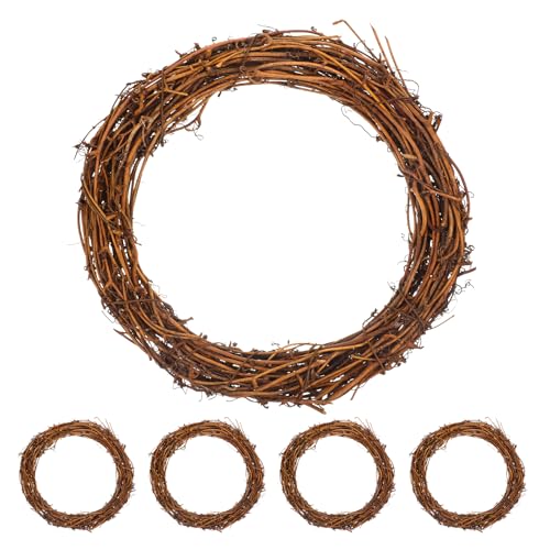 Operitacx 5 Stück 20 cm natürliche Kränze, Rankenkranz, Kranzherstellung, Rattan-Kranz für DIY-Weihnachtsbasteln, Haustür, Wandbehang, Hochzeits- und Party-Dekorationen von Operitacx