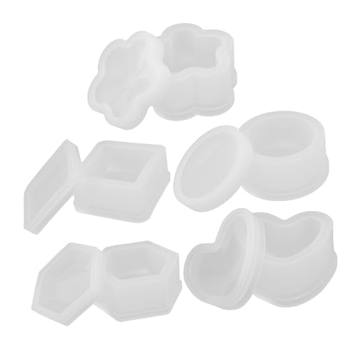 Operitacx 5 Stück Teiliges Silikon Schmuckbox-formen mit Deckel Herz Hexagon Viereck Blüte Flexible Epoxidharz Gießformen für DIY Schmuckaufbewahrung Organizer Resin Bastelset Weiß Operitacx 5 Stück Teiliges Silikon Schmuckbox-formen mit Deckel Herz Hexagon Viereck Blüte Flexible Epoxidharz Gießformen für DIY Schmuckaufbewahrung Organizer Resin Bastelset Weiß von Operitacx