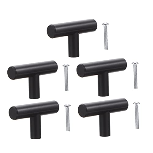 Operitacx 5 Stück Teiliges T Bar Möbelgriffe Modern Einloch Schwarz Passend für Küchenschränke Kommoden und Elegantes Design und Handfreundlich von Operitacx