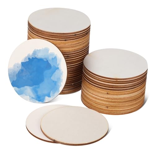Operitacx 50 Stück Runde Holzscheiben Naturholzscheiben zum Basteln aus Leichtem Yangholz Glatte Oberfläche Stabile Holzplättchen für DIY Kunst Untersetzer Dekoration und Gravur von Operitacx