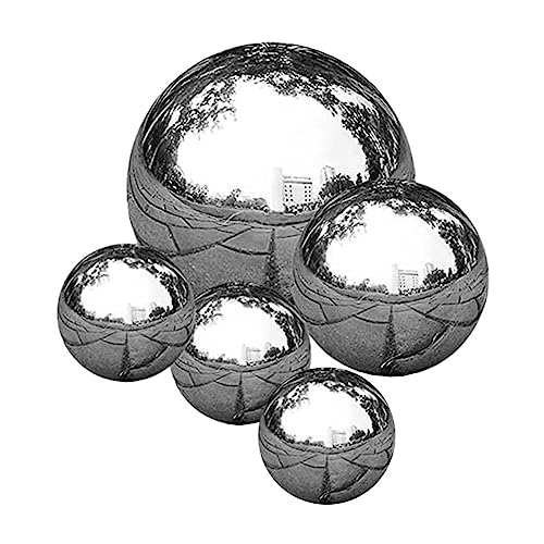 Operitacx Ornament 5Pcs Edelstahl Blick auf Den Ball Glaspiegel Polished Hohlkugel Reflexionsphere Garten Kugel Ganzkugel für Hausgarten im Freien Rasenhof Dekor im Freien Gartenzubehör von Operitacx