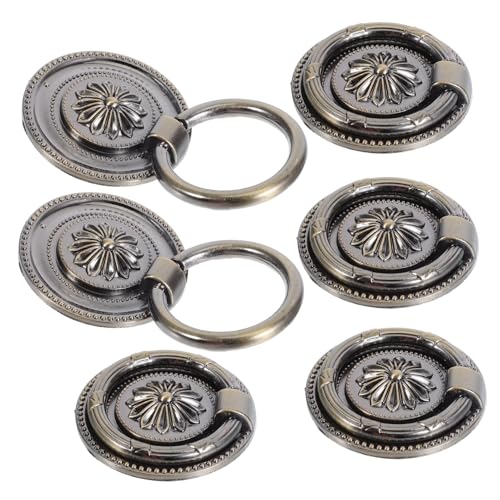 Operitacx 6 Stück Antike Schubladengriffe Europäischer Retro-stil mit Kunstvollem Blumenmuster Runde Single-hole Möbelgriffe für Küche Schlafzimmer Kleiderschrank Einfache Montage von Operitacx