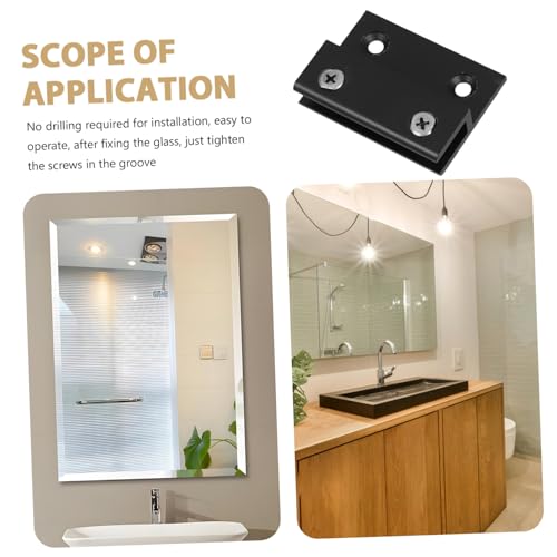 Operitacx 6 Stück Teiliges Aluminiumlegierung Glasschienenhalter H Form Glasfixierclip Schwarz für Spiegel Wandmontage Acrylplatten Sicherer Halt Robust und Installieren von Operitacx