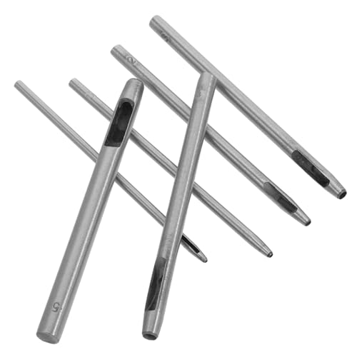 Operitacx 6 Stück leder locher Leder -Arbeitswerkzeuge Locher-Set Gürtellochschneider hohles Stanzwerkzeug Werkzeug zum Stanzen von Gürtellöchern Runde Lederschläge Industriestahl Silber von Operitacx