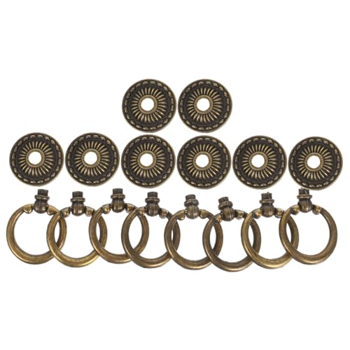 Operitacx 8 Stück Teiliges Antike Runde Metallgriffe aus Bronze Vintage Ring-schubladengriffe mit Einzelbohrung Dekorative Möbelgriffe für Kommode Schrank Schublade und Holzbox von Operitacx
