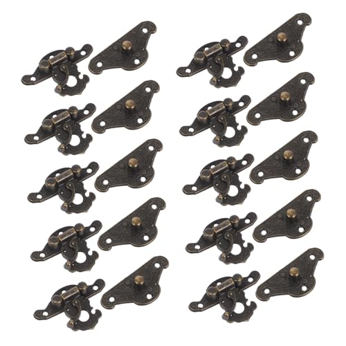 Operitacx Antike Zinklegierung Haspe Schloss Kleiner Vintage Riegelverschluss für Holzschatullen Schmuckkästen mit Verdecktem Sanft Schließendem Klappmechanismus für Langlebige Nutzung von Operitacx