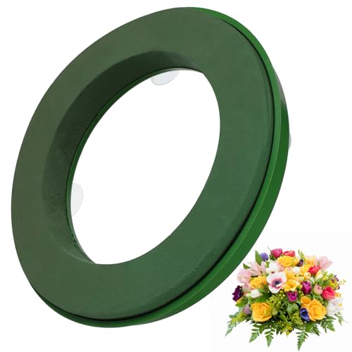 Operitacx Blumenschaumring Für Blumenarrangements - Nassschlammring Mit Saugnäpfen DIY-Hochzeitsautodekoration Grüner Blumenschaumblock - Festes Floristenwerkzeug von Operitacx