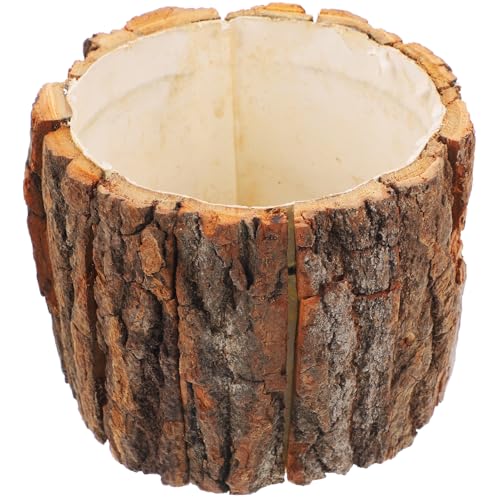 Operitacx Blumentopf Gross Blumenkübel Holzrinde Topf Natürlicher Block Sukkulenter Pflanzer Rustikaler Pflanzer Topf Garten Balkon Dekoration 12 cm () Holzeimer Blumentopf Holz von Operitacx