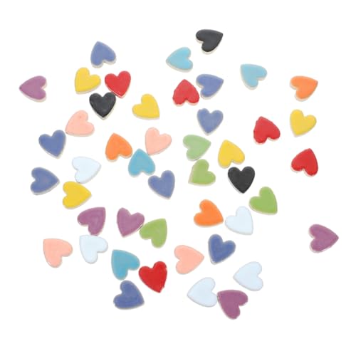 Operitacx Bunte Herzförmige Keramik Mosaikfliesen DIY Bastelsteine für Handwerk Wohnkultur Valentinstag Weihnachten Geschenkideen Kreative Dekoration von Operitacx