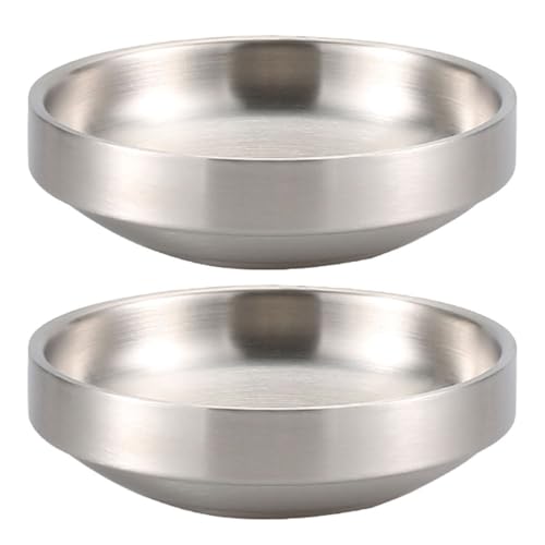 Operitacx Dipschalen So?enschale Edelstahl Vorspeisen Schalen Dip Tellerchen 2 Stück 11, 5cm Appetizer Teller Salatso?e Saucen Sojasauce Sushi Soja Ketchup Gewürz Dip Sch?lchen Zuhause Restaurant von Operitacx