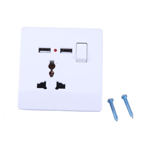 Operitacx Dual USB Wandsteckdose mit Poligem Schutzkontakt Ladestrom Ein Ausschalter Weiße Unterputz Steckdose für Handys Tablets und Digitale Geräte Stromversorgungspanel von Operitacx