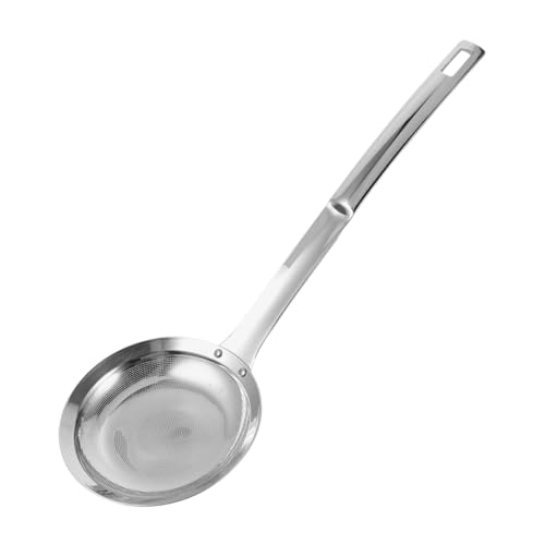 Operitacx Edelstahl Küchenschaumlöffel mit Feinem Sieb Großer Ölabscheider und Sieblöffel für Frittieren und Fondue Hitzebeständig Ergonomischer Griff Vielseitig für Suppen und Soßen von Operitacx
