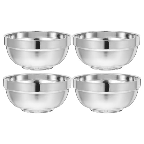 Operitacx Edelstahlschüssel, doppelwandige runde Reisschüssel, Metallschüsseln, sturzsichere Servierschüsseln für Utensilien, Zuhause, Küche, Durchmesser 13 cm von Operitacx