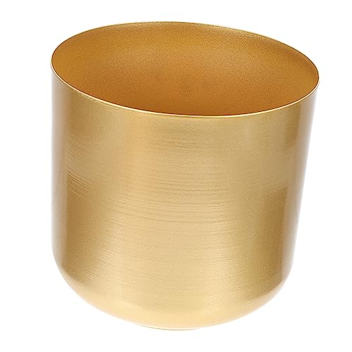 Operitacx Gold Metall Blumentopf, Garten Pflanzer, 20cm Indoor Runde Sukkulenten Container, Pflanztopf mit Drainageloch von Operitacx