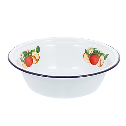 Operitacx Emaille Schalen Becken Vintage Suppe Basins Obst Salat Schüssel Runde Servierschalen Gemüse Obst Obst Container Küchengeschirrwerkzeuge ( Apfel ) von Operitacx